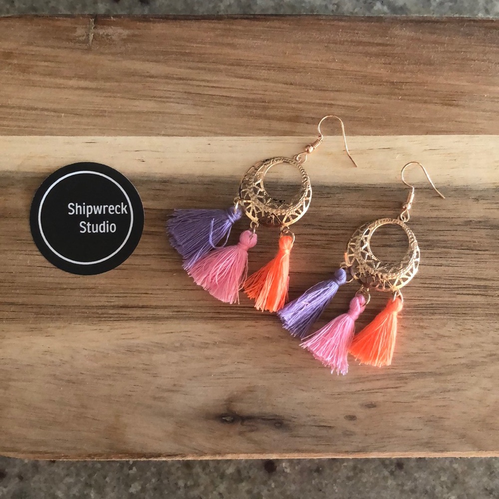 Gold plated Tassle Boho Earrings New
